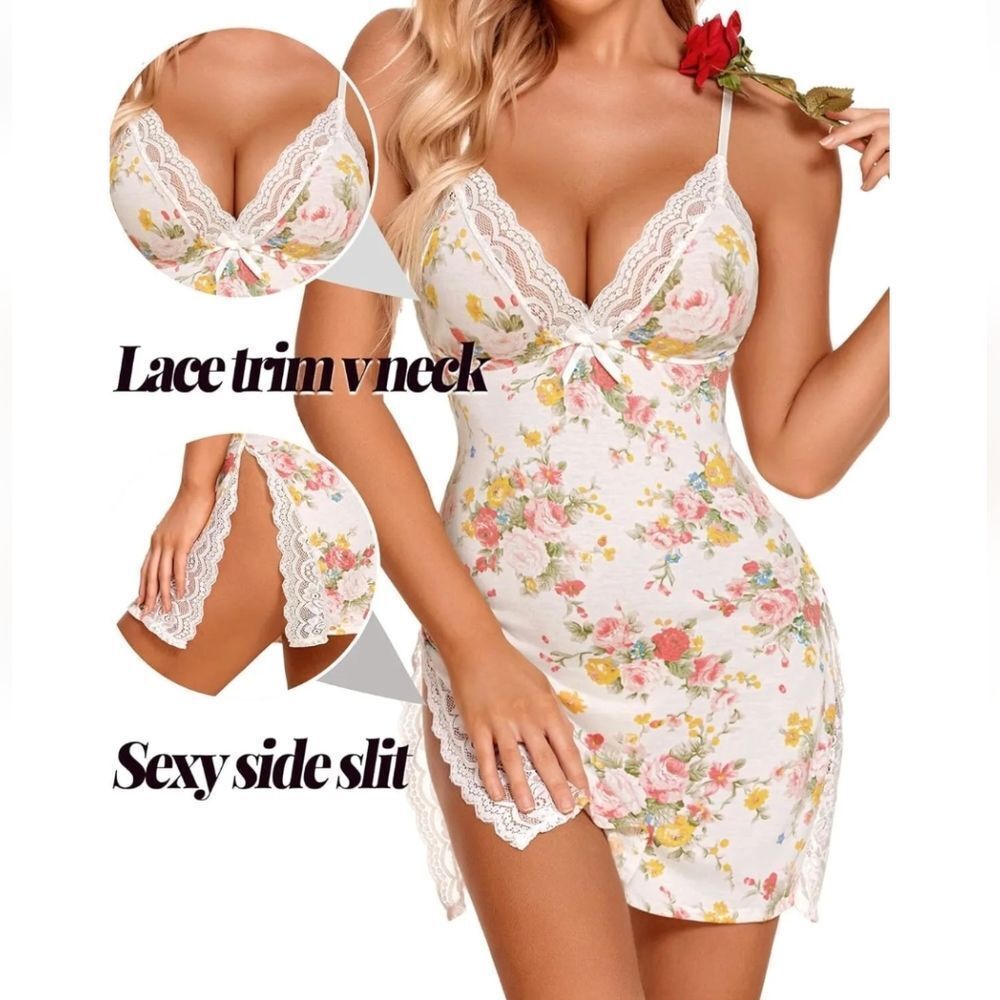 Women's Valentine's Lingerie Sexy Nightwear Strap Nightgown Babydoll Chemise US